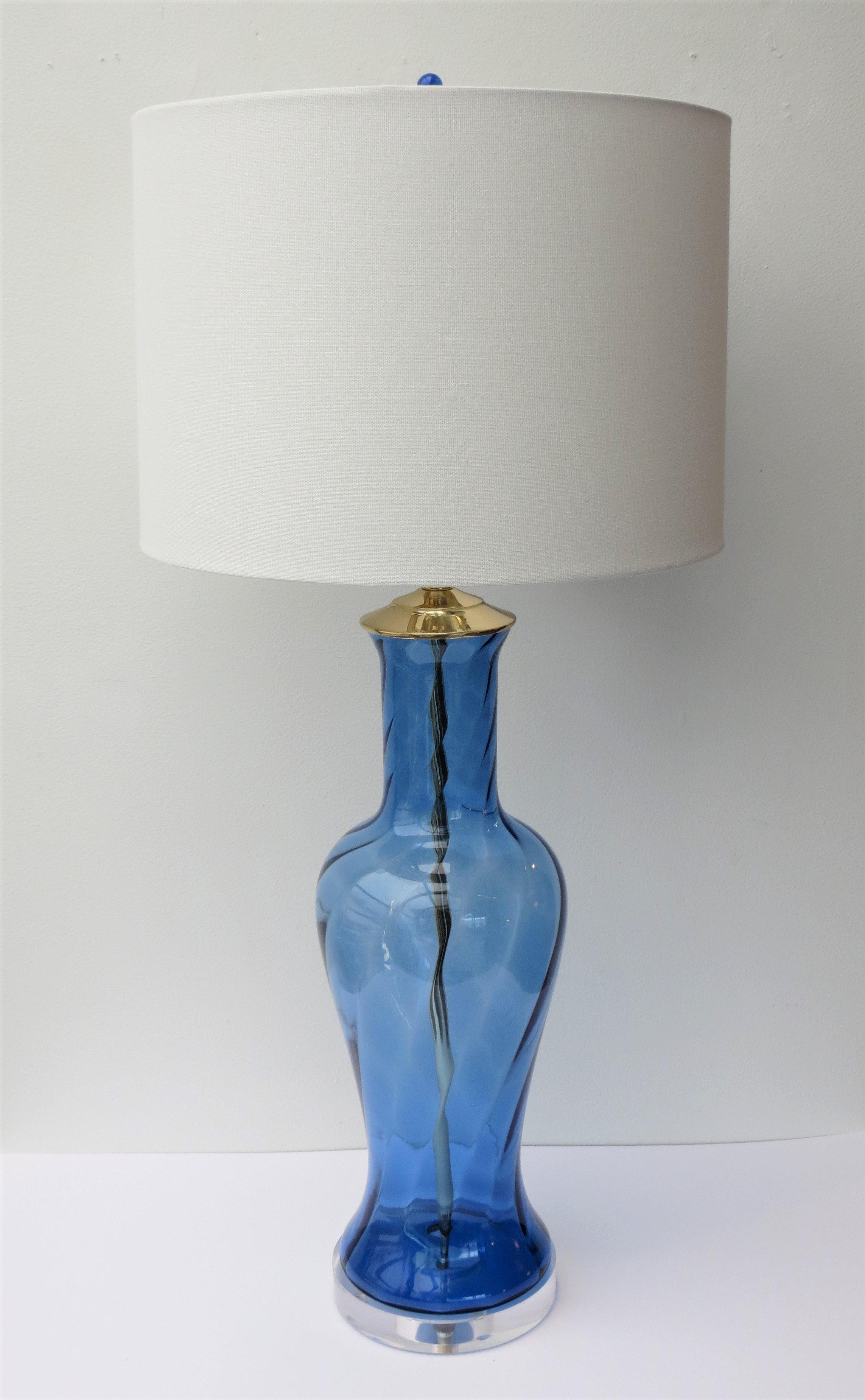 Vintage blue glass lamp cheap